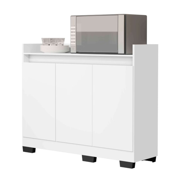 Aparador Buffet 3 Portas Real Branco Luxo Móveis Primus