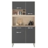 Armário de Cozinha 4 Portas 1 Gaveta Malta Avena e Grafite