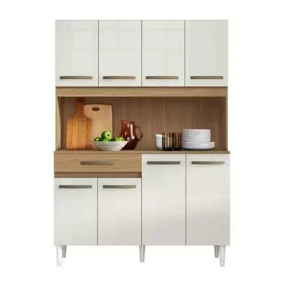 Armário de Cozinha Cleo 8P Atacama/Off White