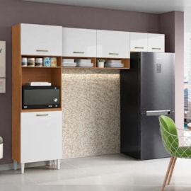 Armário de Cozinha Modelo Aurora 6 Portas Cinamomo/Branco