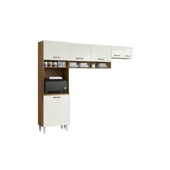 Armário de Cozinha Modelo Aurora 6 Portas Cinamomo/Branco