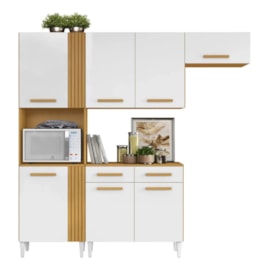 Armário de Cozinha Modelo Juma Cor Cinamomo/Branco