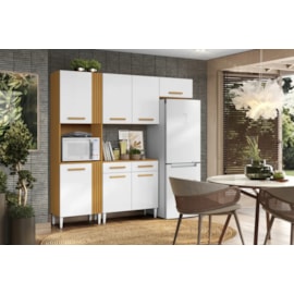 Armário de Cozinha Modelo Juma Cor Cinamomo/Branco