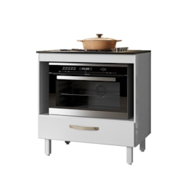 Balcão Cozinha para Cooktop 80cm com 1 Gaveta Branco Nicioli