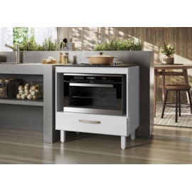 Balcão Cozinha para Cooktop 80cm com 1 Gaveta Branco Nicioli