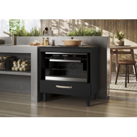 Balcão Cozinha para Cooktop 80cm com 1 Gaveta Preto Nicioli