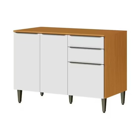 Balcão Luana Com Tampo Cinamomo/Branco