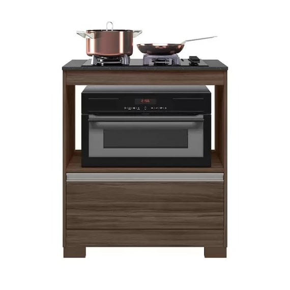 Balcão para Cooktop 4 Bocas 1 Porta Granito NT3110 Nogal Trend