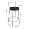 Banqueta 60cm Roma Metalnew Preta