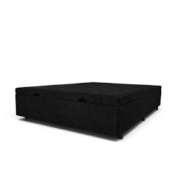 Base Box com Baú Frontal 138 x 39 Linho Preto