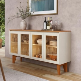 Buffet Krypton 4 Portas Com Led Off White/Nature