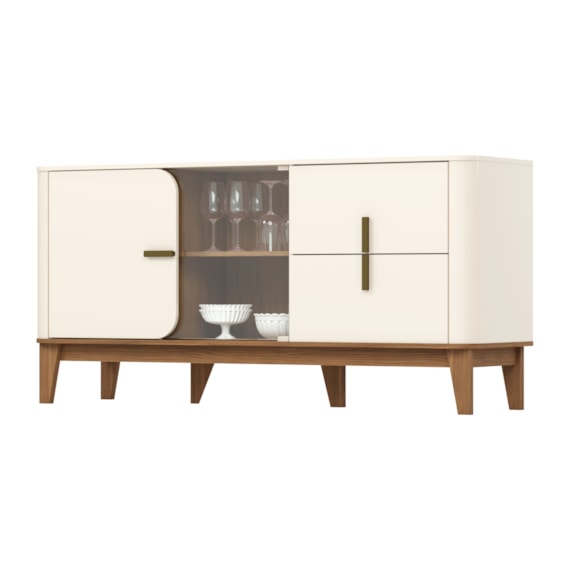Buffet Rael Off White/Nature Henn Móveis