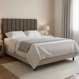 Cabeceira Casal Nanda 1.40 Veludo Castor JS Móveis  Cabeceira Casal Nanda 1.40 Veludo Castor JS Móveis