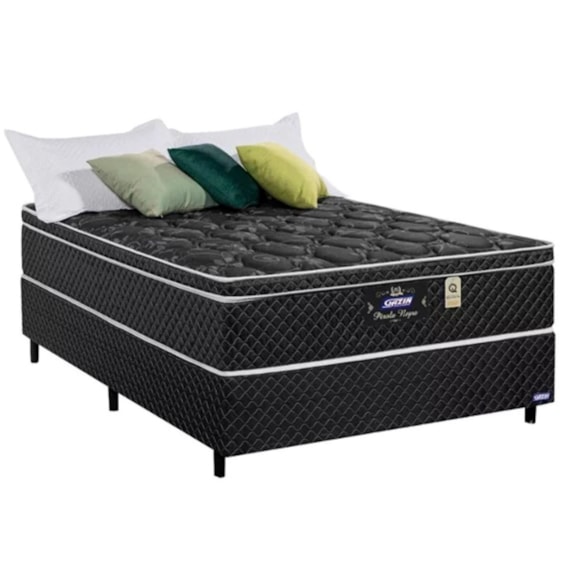 Cama Box Colchão Casal 138x32 Pérola Negra Preto