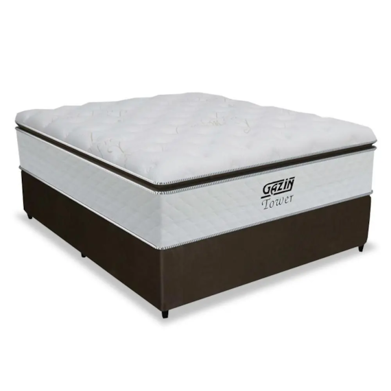 Cama Box Colchão Casal Gazin 138x34 Tower TF Branco Areia