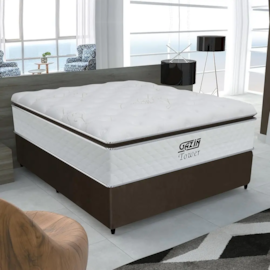 Cama Box Colchão Casal Gazin 138x34 Tower TF Branco Areia