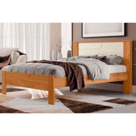 Cama Casal Perola Full Cinamomo/Off White Conquista Móveis