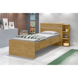 Cama Solteiro Jade Com Baú 2 Gavetas Nature