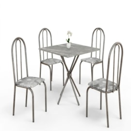 Cojunto Mesa de Granito Ubatuba 4 Cadeiras Martelado 
