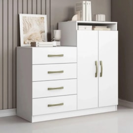 Cômoda Modelo Londres 2 Portas 4 Gavetas Branco