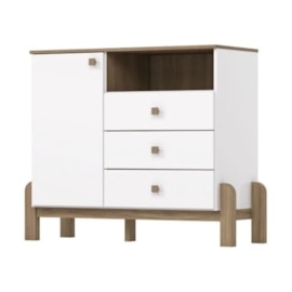 Cômoda Ternura 1Porta 3 Gavetas Branco/Jequitibá Henn Móveis