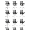 Conjunto 10 Cadeiras Escritório Giratória Office Arco Estofado Mesh Preto Conthey