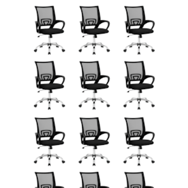 Conjunto 10 Cadeiras Escritório Giratória Office Arco Estofado Mesh Preto Conthey