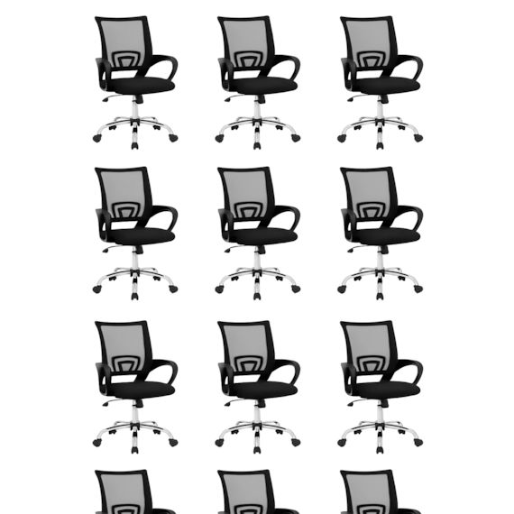 Conjunto 10 Cadeiras Escritório Giratória Office Arco Estofado Mesh Preto Conthey