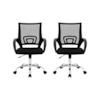 Conjunto 2 Cadeiras Escritório Giratória Office Arco Estofado Mesh Preto Conthey