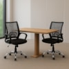 Conjunto 2 Cadeiras Escritório Giratória Office Arco Estofado Mesh Preto Conthey