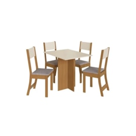 Conjunto de Mesa Talita Com 4 Cadeiras Freijó/Off White Indekes