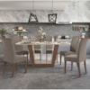 Conjunto Mesa Apogeu 1,70 com 06 Cadeiras Imbuia Naturale / Off White / Suede Animale Bege