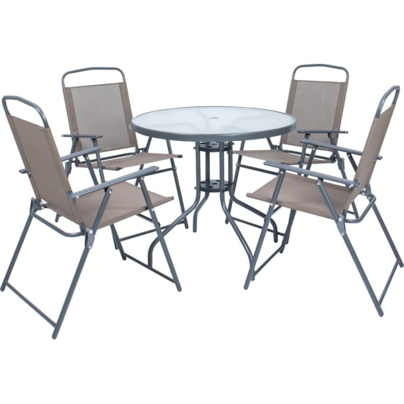 Conjunto Mesa Arizona Com 4 Cadeiras Marrom Kala
