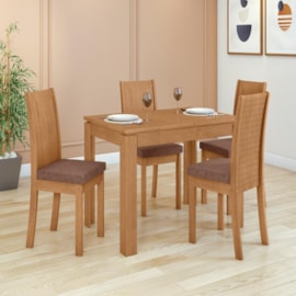 Conjunto Mesa Athenas Com 4 Cadeiras Amêndoa
