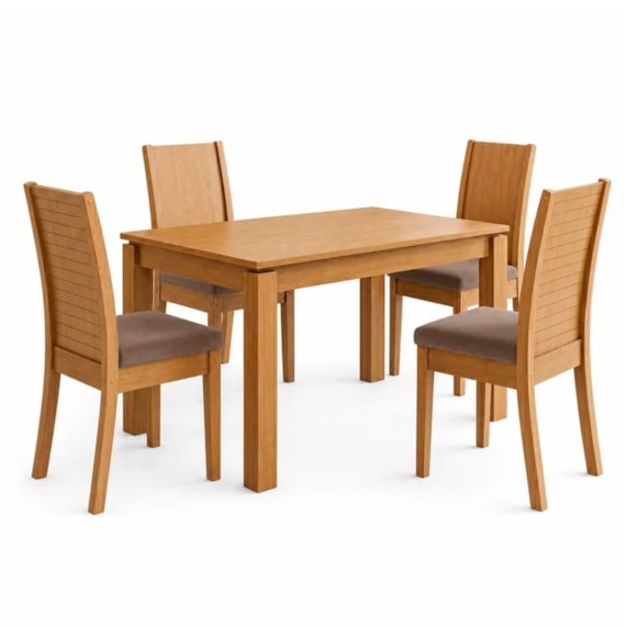 Conjunto Mesa Athenas Com 4 Cadeiras Amêndoa