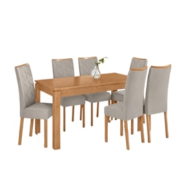 Conjunto Mesa Athenas Com 6 Cadeiras Amêndoa