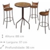 Conjunto Mesa Bistrô com 3 Banquetas Alta Dinamarca