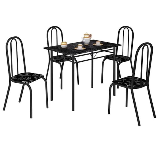 Conjunto Mesa Com 4 Cadeiras Realeza Móveis Teixeira