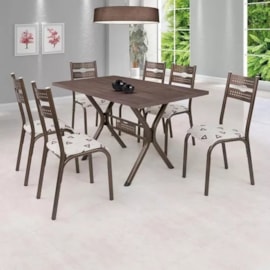 Conjunto Mesa Com 6 Cadeiras Assento Geométrico Luna Ciplafe