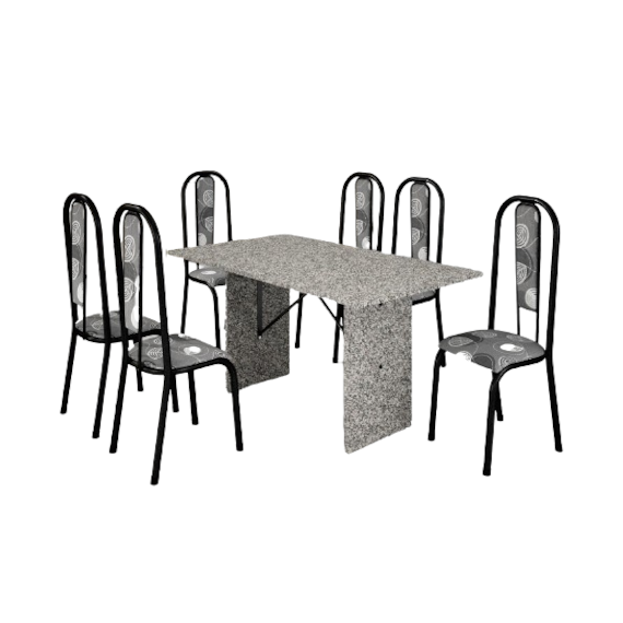 Conjunto Mesa Com 6 Cadeiras Atenas Bm Tubulares