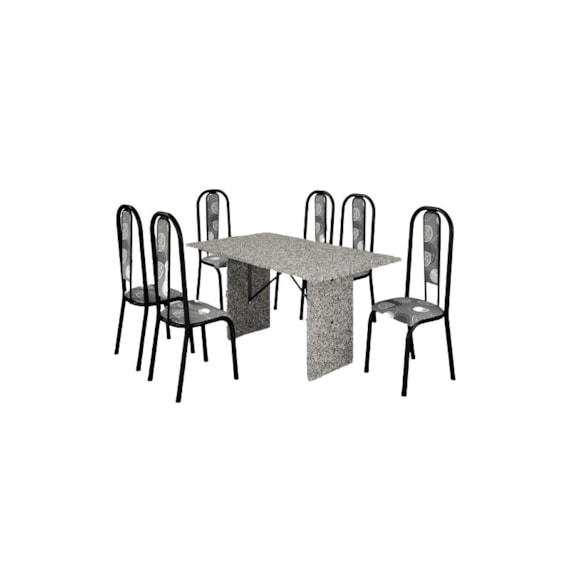 Conjunto Mesa Com 6 Cadeiras Atenas Bm Tubulares