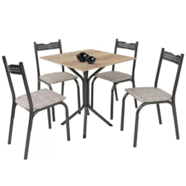 Conjunto Mesa de Cozinha com 4 Cadeiras Clássica Junco Manteiga