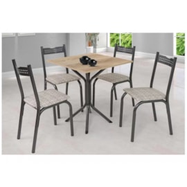 Conjunto Mesa de Cozinha com 4 Cadeiras Clássica Junco Manteiga