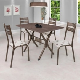 Conjunto Mesa de Jantar com 4 Cadeiras Luna Bronze