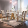 Conjunto Mesa de Jantar com Tampo Slim de Vidro 6 Cadeiras Laguna Off White