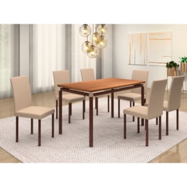 Conjunto Mesa de Jantar em Metalon 6 Cadeiras C024/B Bege Café