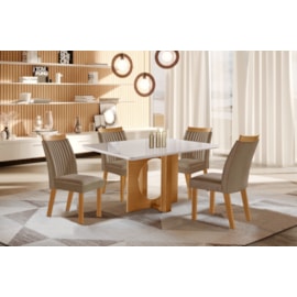 Conjunto Mesa Firenze 1.20 + 4 Cadeiras Dara  LJ Móveis