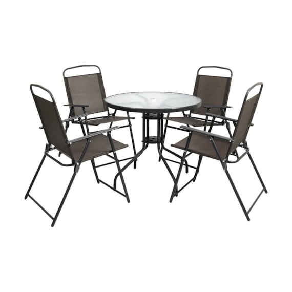 Conjunto Mesa Nevada Com 4 Cadeiras Cinza Kala