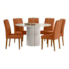 Conjunto Mesa Serena 1,35m com 6 Cadeiras Ypê/Off White New Ceval