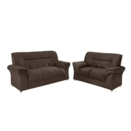 Conjunto Sofá Milano 3/2 Lugares Lufer Estofados Marrom
